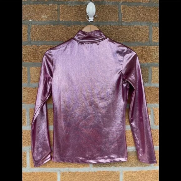 Beverly Mehl Metallic Liquid Mock Neck Turtleneck Long Sleeve small - Picture 6 of 6